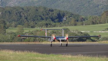 Unmanned aircraft taking off from a runway