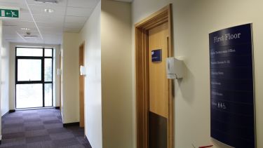 Corridor with practice room doors