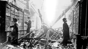 Photograph of a bombed out library