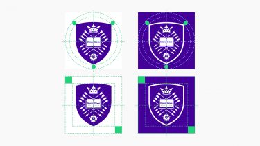 Diagram of safe space required around the University's social media avatar
