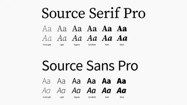 Source typeface family in different weightings