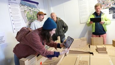 Members of the public use the visualisation facilities at the Urban Room for Castlegate futures