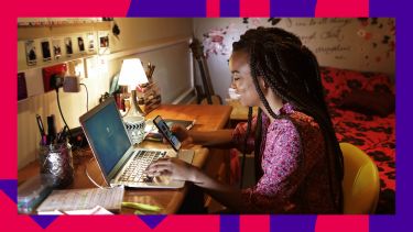 A girl working on her laptop
