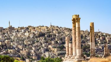 Hilltop view of Hercules' Temple in Amman, the capital of Jordan