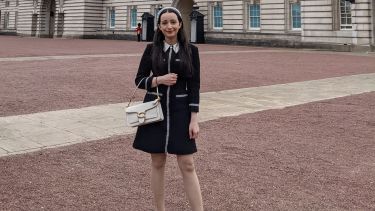 Christina Dymiotis at Buckingham Palace.