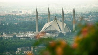 View of Faisal Mosque in Islamabad, capital of Pakistan