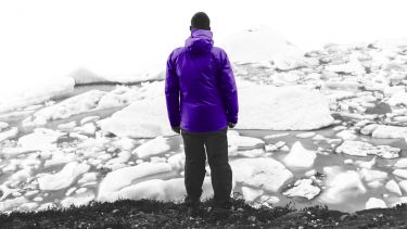 Man in coat in Arctic