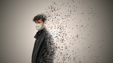 Teenager wearing face mask