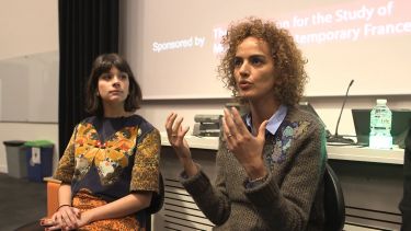 Academic Leila Slimani in conversation with PhD student Amanda Tavares