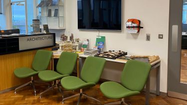 Arts Tower level 13 reception defibrillator location