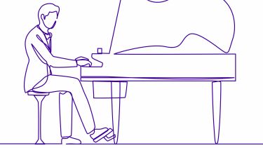 illustration of Mozart playing the piano