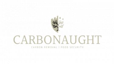 Carbonaught logo with a tree on a shield above company name in beige