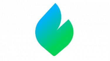 InPlanet logo in a leaf shape with a portion cut out, in blue fading to green colours