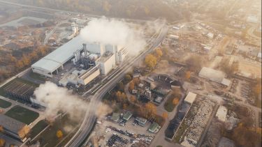 An industrial area producing lots of pollutants.