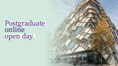 Postgraduate online open day text and Diamond building