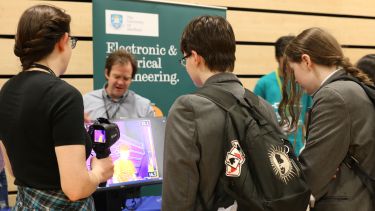 Staff in the Department of Electronic and Electrical Engineering demonstrate a thermal camera to students