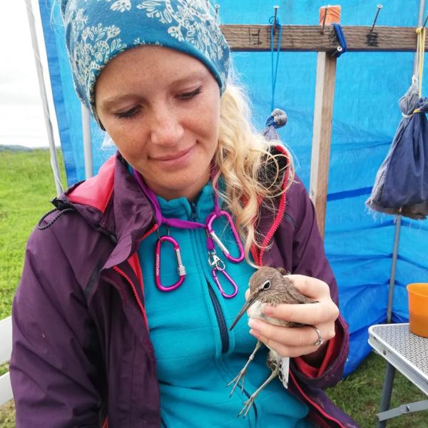 Profile picture of Dr Emma Hughes with green sandpiper