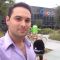 Journalism graduate James Mahon reporting outside Google HQ