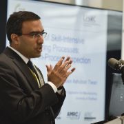 Ash Tiwari speaks at the launch of the Future Electrical Machines Manufacturing Hub