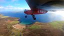 The view from underneath the wing of an ULTRA UAV during a test flight