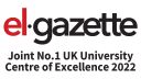 EL Gazette logo with text below it reading Joint Number 1 UK University Centre of Excellence 2022