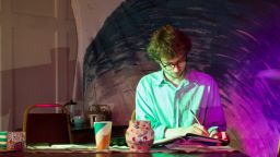 Student during theatre production: postcards form Oostende