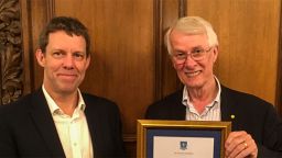 Professor Koen Lamberts with Sir Rich Roberts