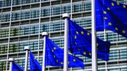 EU flags outside building 