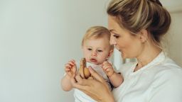 Woman holding a baby