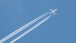 Aeroplane in clear blue sky