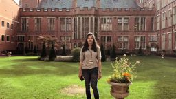 Bhadra standing on the grass in the sunny court yard at Firth Court
