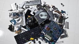 A pile of old waste parts from technical hardware