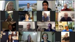 Shot of video call with multiple speakers