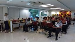 A seminar room full of people