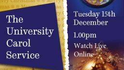 A poster advertising the university carol service