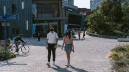 Students walking outside the Students' Union