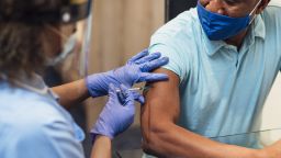 Person receiving vaccine