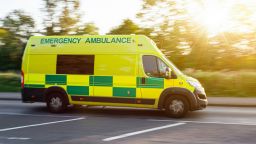 An ambulance seen from the side