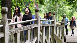 Students on bridge