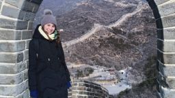 Larisa Gerencir stood at the Great Wall of China