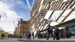 An exterior photo of the Diamond with Jessop building behind