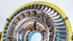 Trent XWB-97 flying test bed engine front bearing housing. Showing 3d printed core inlet vane assembly