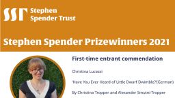 banner of Stephen Spender trust and image of one of the winners