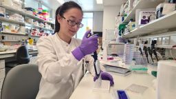 Julie Zhou in the lab
