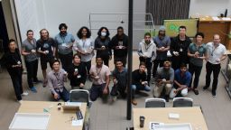 Photo of a group of students from Sheffield who took part in SwarmHack