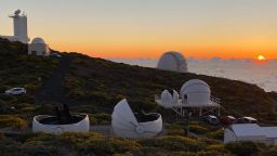 Picture of the GOTO telescope at sunset