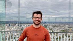 Photo of Politics student William posing above French city