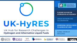 A graphic with the partners of UK-HyRES on it