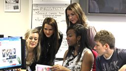 Group of girls studying together