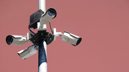 Surveillance cameras on a pole